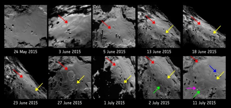 Fotos da sonda Rosetta revelam alterações estranhas na superfície do cometa