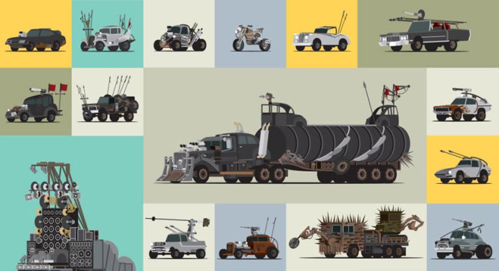 Veja todos os veículos de Mad Max: Estrada da fúria em um único pôster