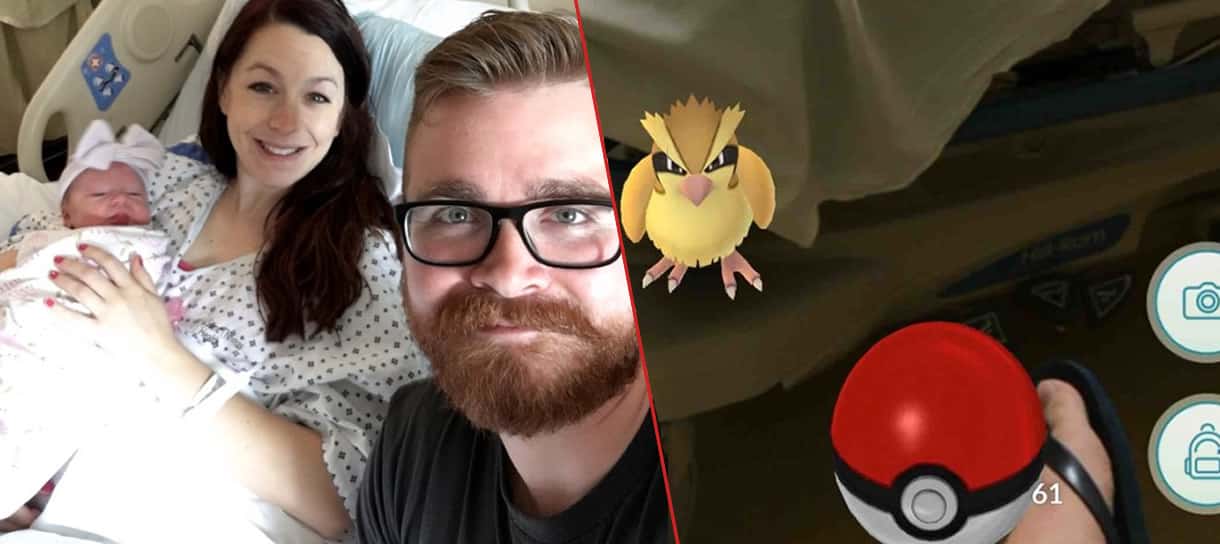 Pokémon Go | Homem captura um Pidgey durante nascimento da filha