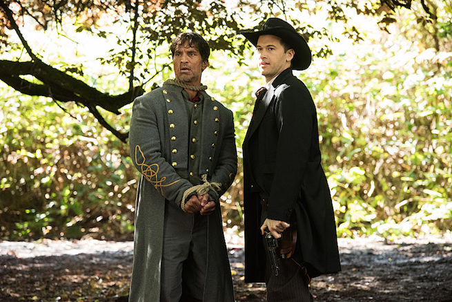 DC's Legends of Tomorrow --"Outlaw Country"-- Image LGN206a_0206.jpg -- Pictured (L-R): Johnathon Schaech as Jonah Hex and Nick Zano as Nate Heywood/Steel -- Photo: Dean Buscher/The CW -- ÃÂ© 2016 The CW Network, LLC. All Rights Reserved.