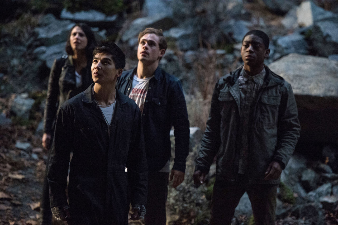 From L to R: Naomi Scott as "Kimberly," Ludi Lin as "Zack," Dacre Montgomery as "Jason" and RJ Cyler as "Billy" in SABAN'S POWER RANGERS. Photo courtesy of Kimberly French.