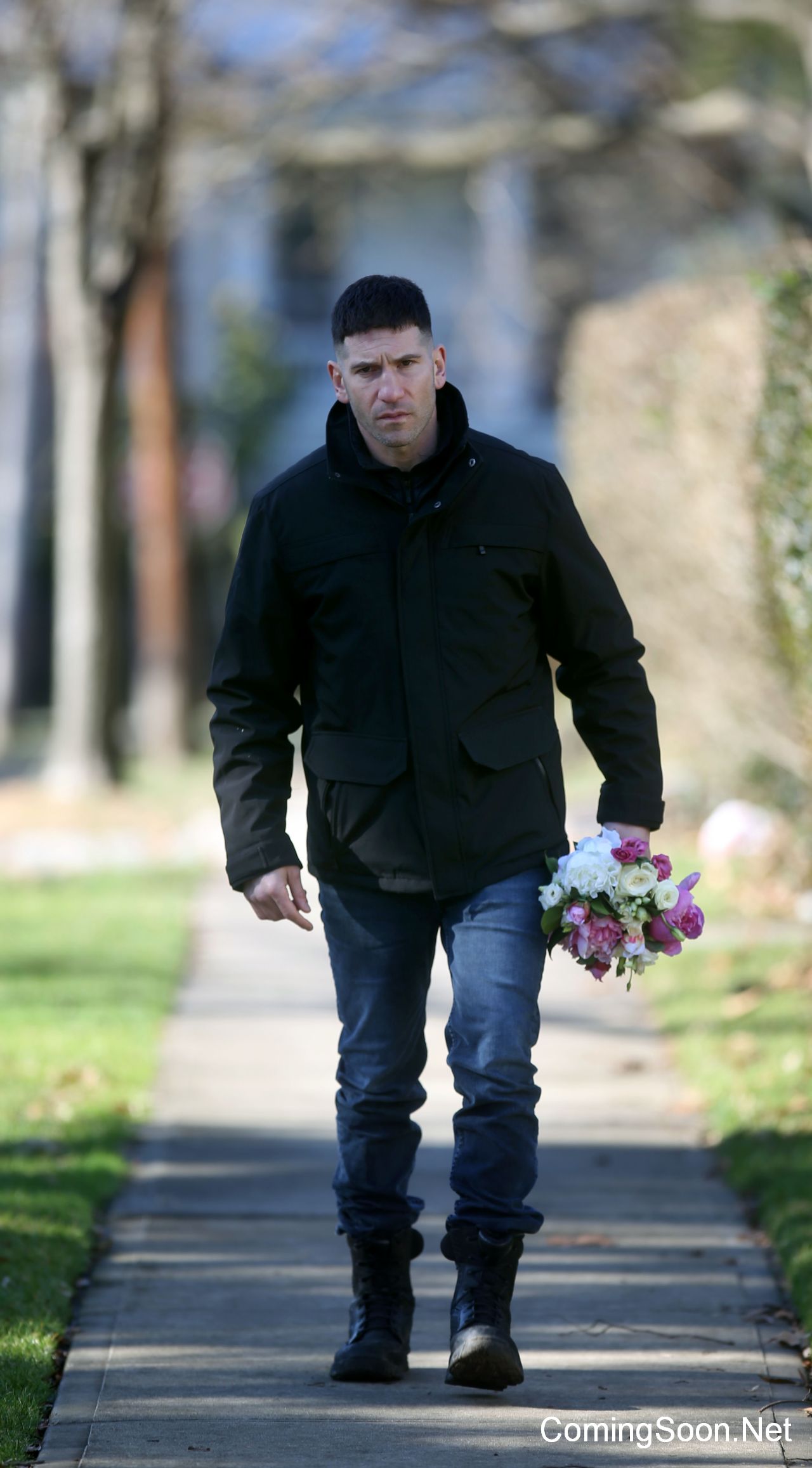 NEW YORK, NY - JANUARY 26:  Jon Bernthal filming Marvel's "The Punisher""  on January 26, 2017 in New York City.  (Photo by Steve Sands/GC Images)