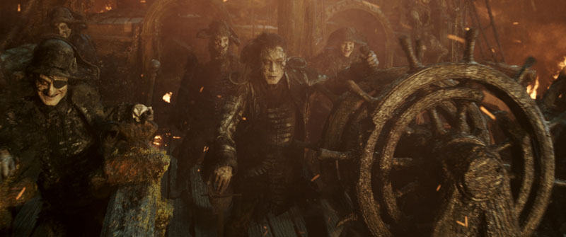 "PIRATES OF THE CARIBBEAN: DEAD MEN TELL NO TALES"..The villainous Captain Salazar (Javier Bardem) pursues Jack Sparrow (Johnny Depp) as he searches for the trident used by Poseidon..Ph: Film Frame..©Disney Enterprises, Inc. All Rights Reserved.