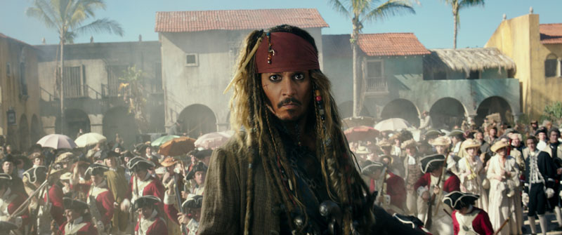 "PIRATES OF THE CARIBBEAN: DEAD MEN TELL NO TALES"..The villainous Captain Salazar (Javier Bardem) pursues Jack Sparrow (Johnny Depp) as he searches for the trident used by Poseidon..Ph: Film Frame..©Disney Enterprises, Inc. All Rights Reserved.