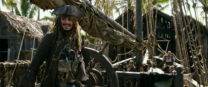 "PIRATES OF THE CARIBBEAN: DEAD MEN TELL NO TALES"..The villainous Captain Salazar (Javier Bardem) pursues Jack Sparrow (Johnny Depp) as he searches for the trident used by Poseidon..Ph: Film Frame..©Disney Enterprises, Inc. All Rights Reserved.