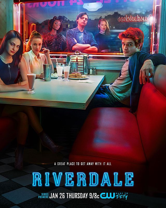 Riverdale -- Image Number: RVD_KeyArt_1.jpg -- Pictured (L-R): Camila Mendes as Veronica, Lili Reinhart as Betty, Ashleigh Murray as Josie, Cole Sprouse as Jughead, Madelaine Petsch as Cheryl and KJ Apa as Archie -- Photo: The CW -- ÃÂÃÂÃÂÃÂ© 2016 The CW Network. All Rights Reserved.