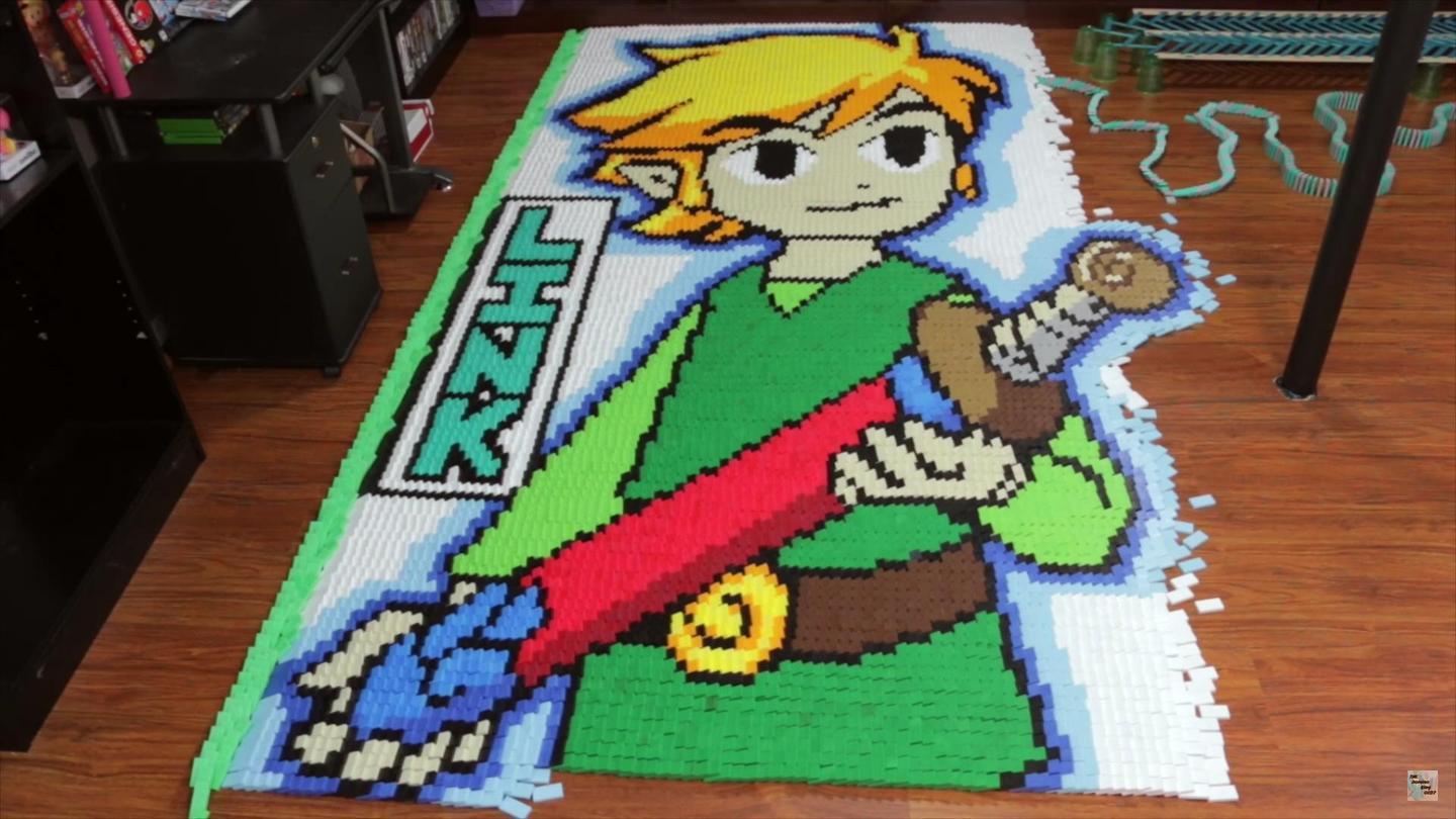 Veja mais de 78 mil peças de dominó caindo para formar artes lindas de Zelda: Wind Waker
