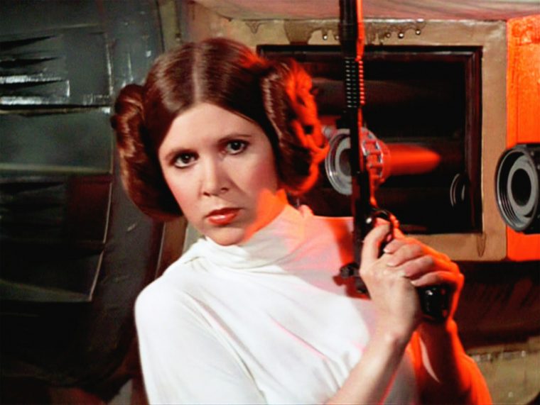 Carrie Fisher em Star Wars: Uma Nova Esperança 1977