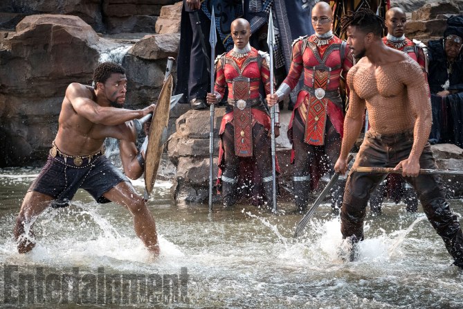 Marvel Studios' BLACK PANTHER
L to R: T'Challa/Black Panther (Chadwick Boseman) and Erik Killmonger (Michael B. Jordan)

Credit: Matt Kennedy/©Marvel Studios 2018