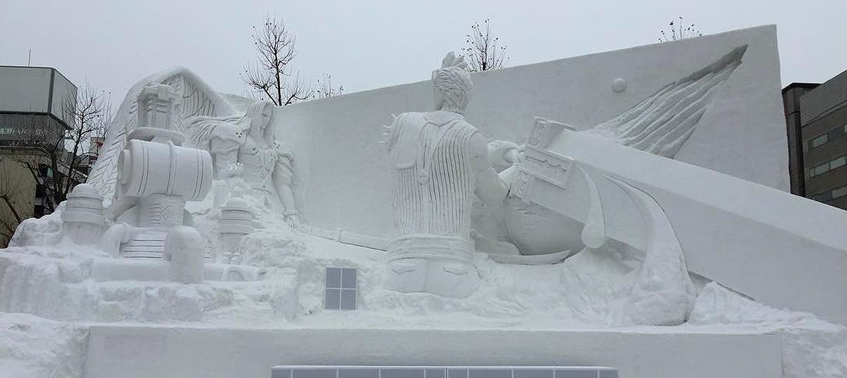 Final Fantasy VII | Cloud e Sephiroth se enfrentam em enorme escultura de neve