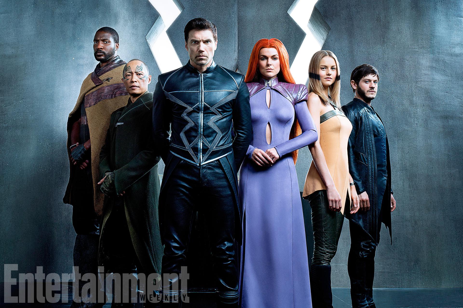 Inhumans
Season 1 Gallery
2017
Pictured:  (From Left to Right) Eme Ikwuakor (Gorgon), Ken Leung (Karnak), Anson Mount (Black Bolt), Serinda Swan (Medusa), Isabelle Cornish (Crystal), Iwan Rheon (Maximus)