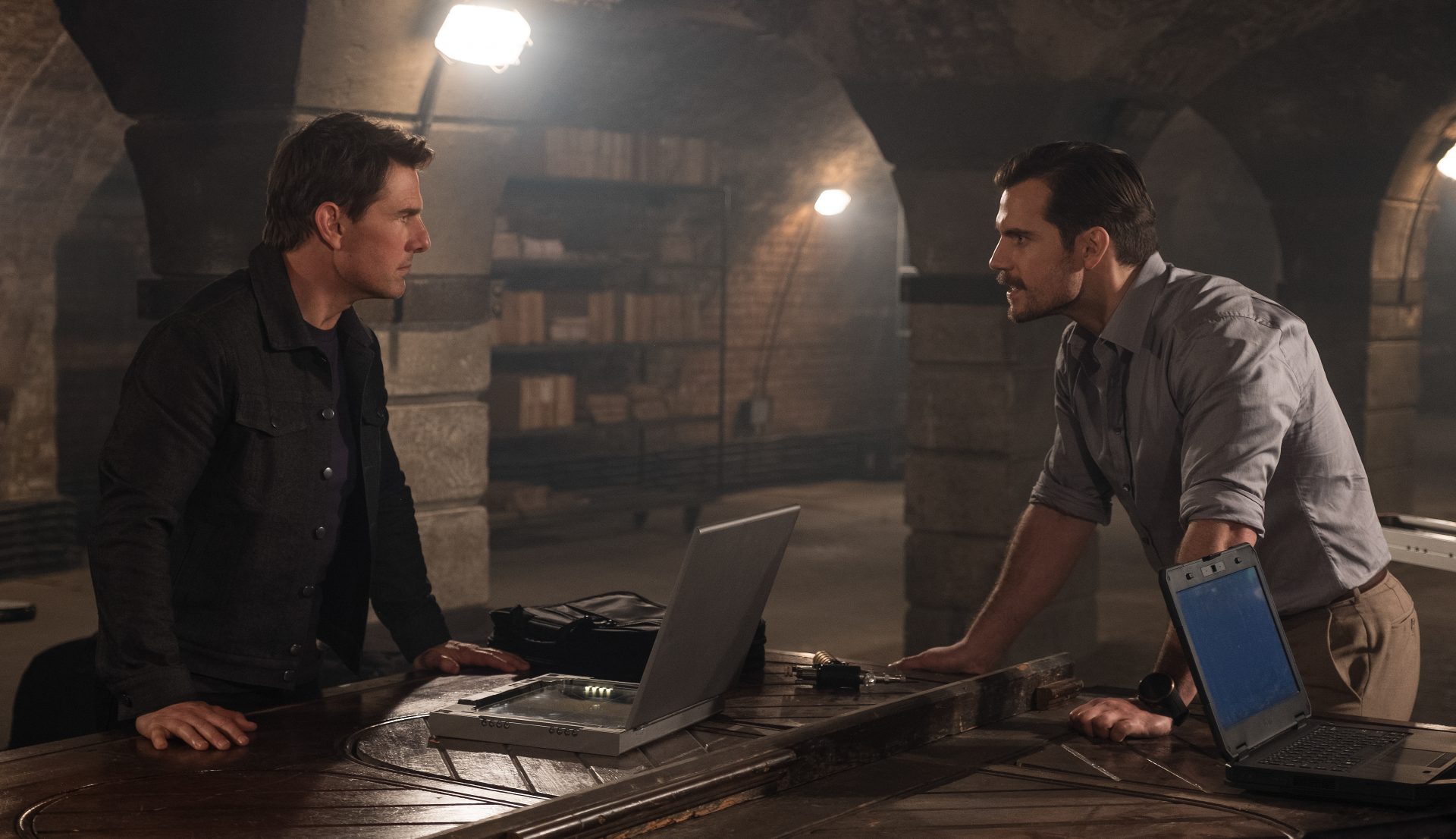 Tom Cruise as Ethan Hunt and Henry Cavill as August Walker in MISSION: IMPOSSIBLE - FALLOUT, from Paramount Pictures and Skydance.