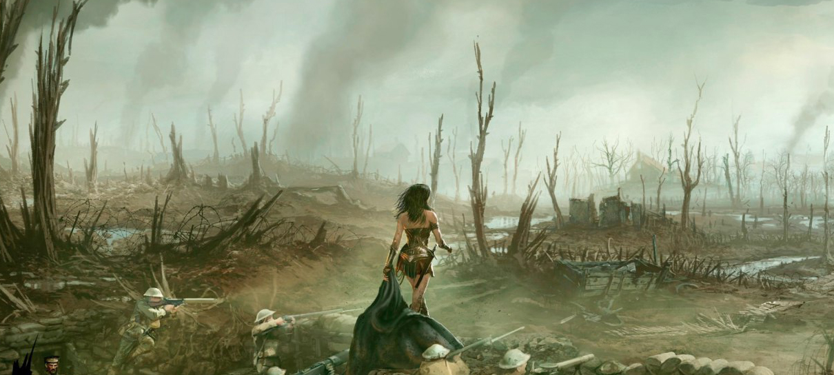 Mulher-Maravilha caminha pelas trincheiras da Primeira Guerra Mundial em nova arte conceitual