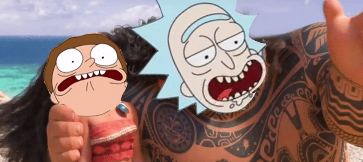 De nada! Rick e Morty recriam cena de Moana - Um Mar de Aventuras em vídeo de fã