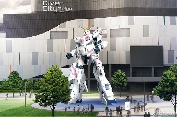 Gundam Unicórnio em tamanho real está protegendo as ruas de Tóquio