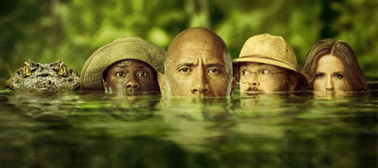 The Rock nada com um jacaré em novo cartaz de Jumanji: Welcome to the Jungle