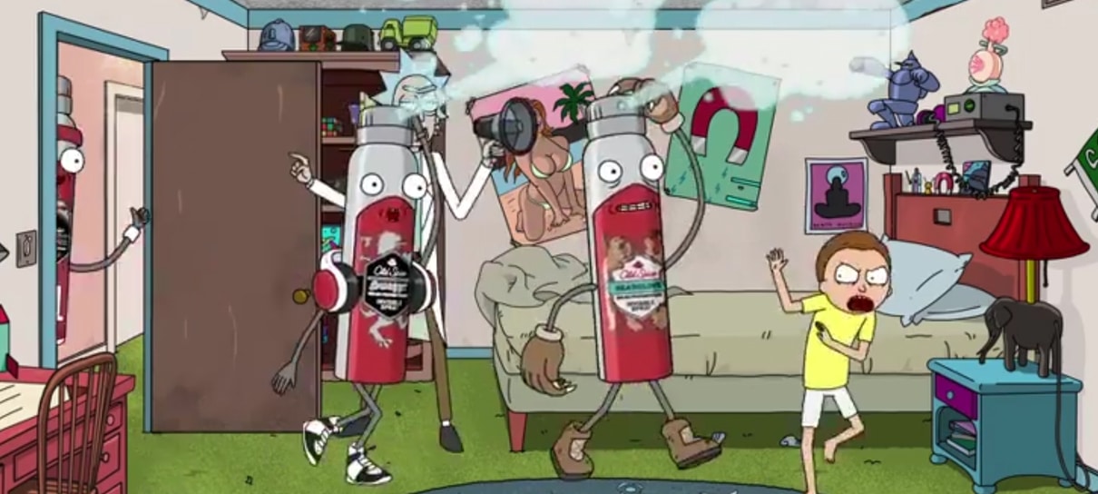 Rick e Morty se encontram com desodorantes gigantes em comercial