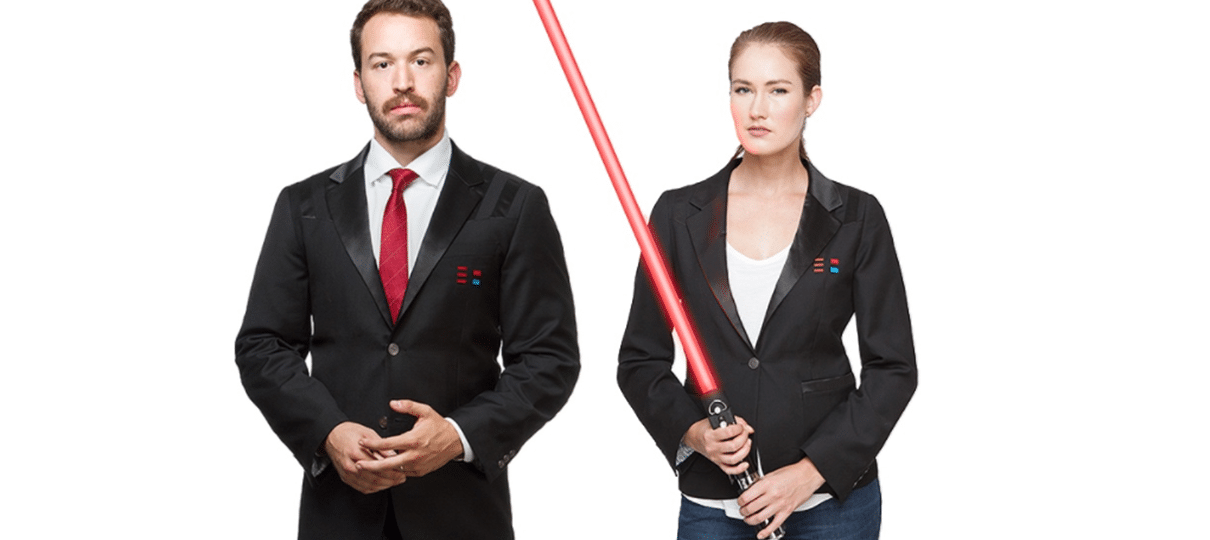 Use o lado negro da Força para conseguir um emprego com esse blazer do Darth Vader