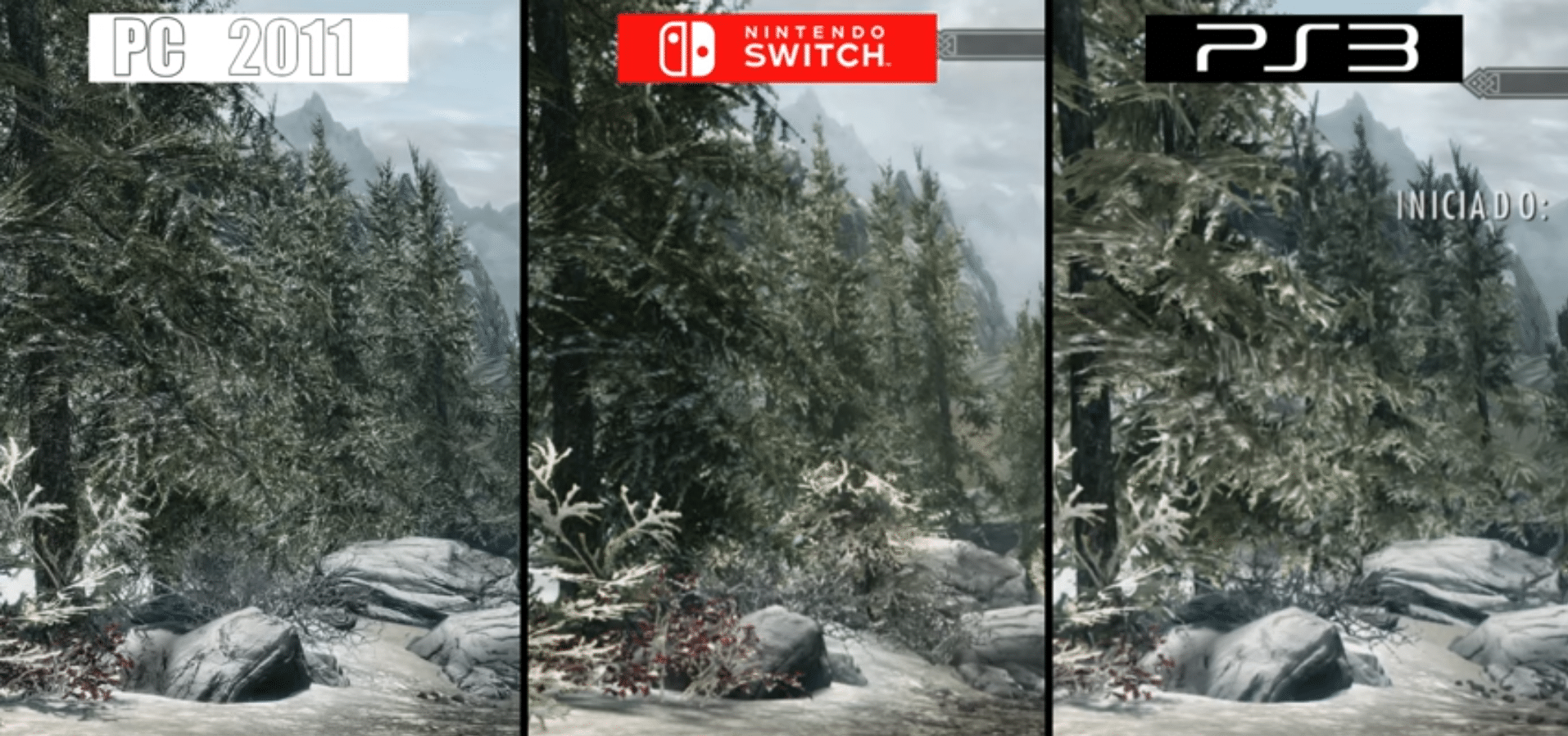 Vídeo compara gráficos de sete versões de Skyrim