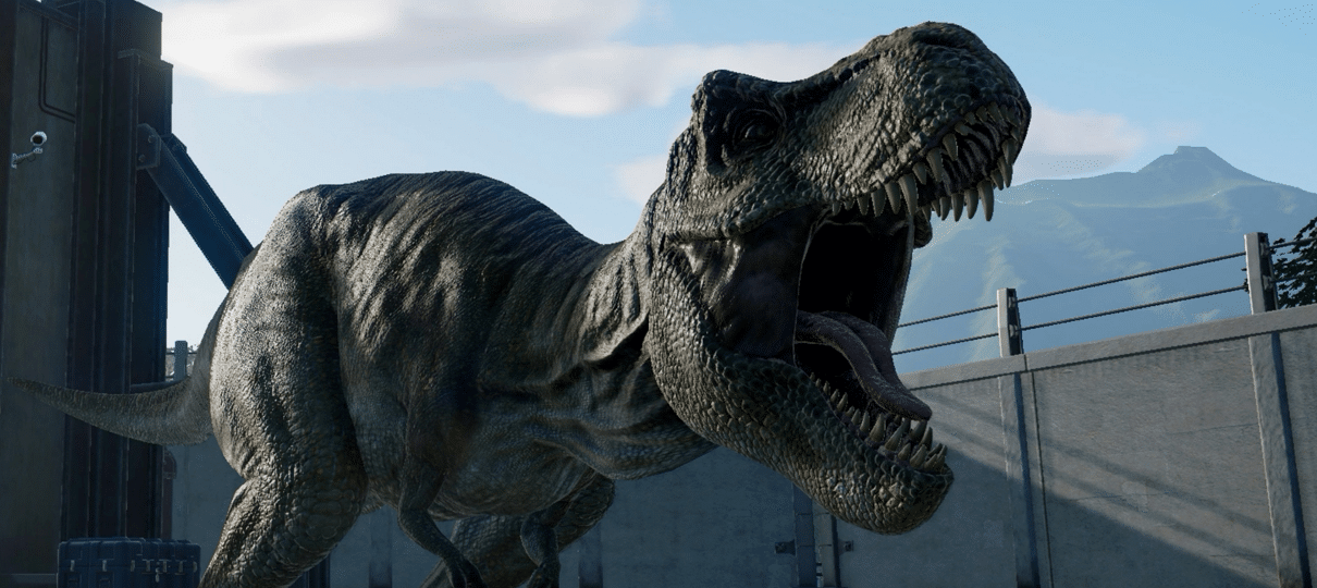 T-Rex Azul  Jurassic World Evolution Jogo de Dinossauro 