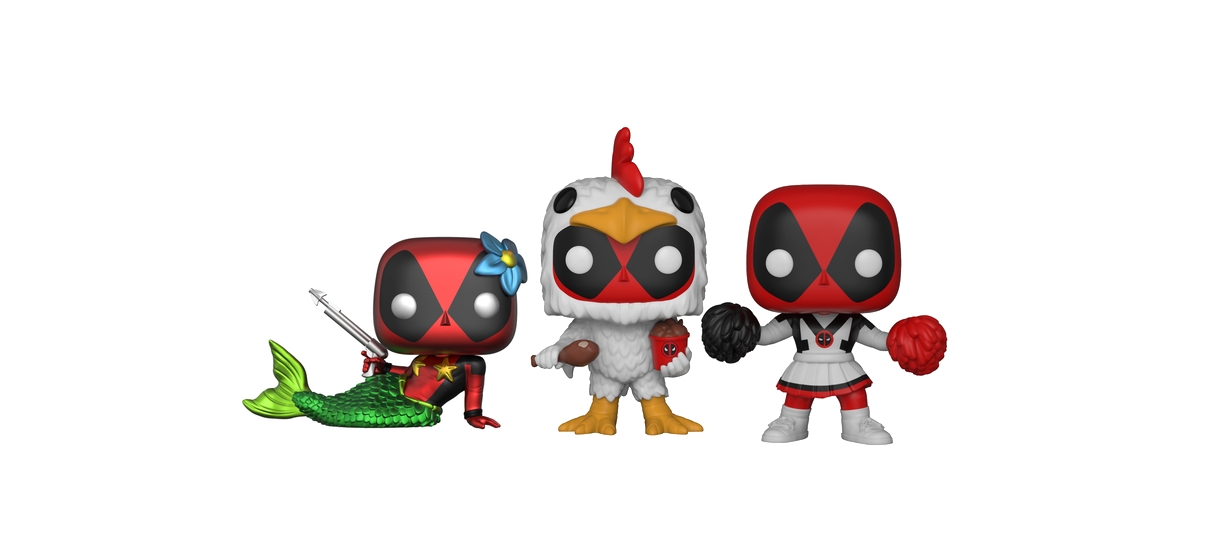 Deadpool aparece com fantasias hilárias em coleção da Funko