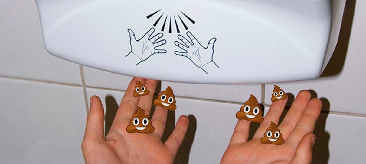 Secador de mãos dos banheiros públicos jogou micróbios fecais em você esse tempo todo