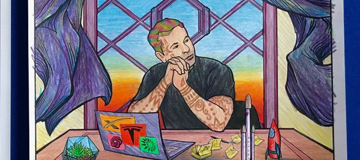 Artista transforma tweets de Elon Musk em livro antiestresse para colorir