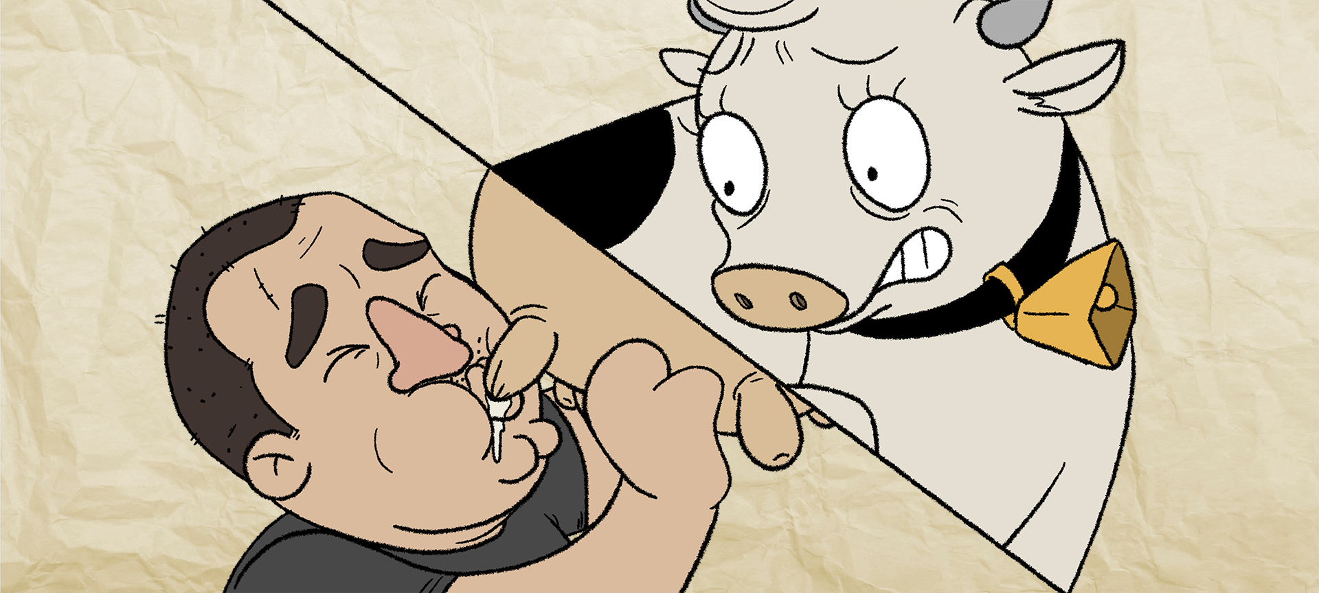 Tomando leite direto da vaca