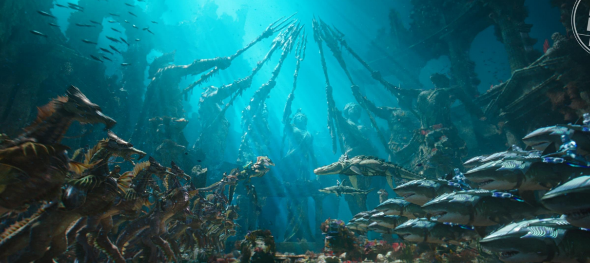 Tubarões de armadura estão prontos para batalha em nova foto de Aquaman