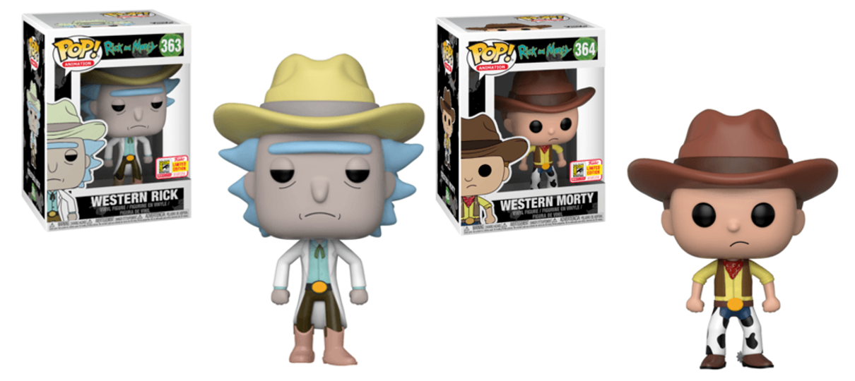 Rick and Morty | Versões cowboy dos personagens serão Funkos exclusivos da SDCC 2018