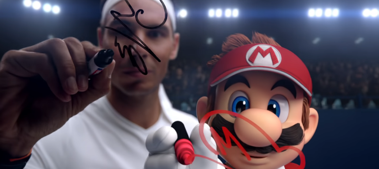 Mario enfrenta Rafael Nadal com confronto acirrado em comercial de Mario Tennis Aces