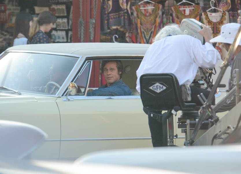 Mandatory Credit: Photo by REX/Shutterstock (9768683b)
Brad Pitt
'Once Upon a Time in Hollywood' on set filming, Los Angeles, USA - 23 Jul 2018