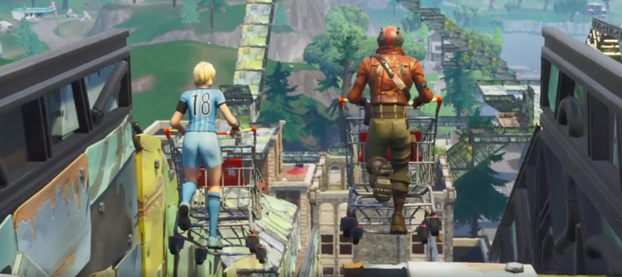 Jogadores de Fortnite estão construindo pistas para corridas com carrinhos de supermercado