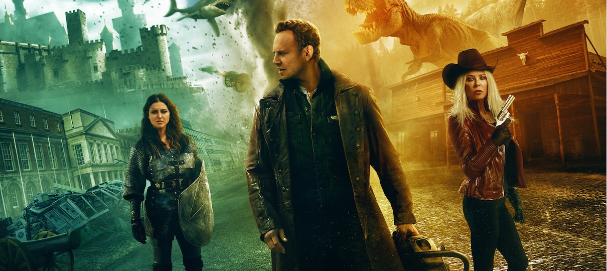 The Last Sharknado | Pôster traz tubarões, dinossauros e o Velho Oeste