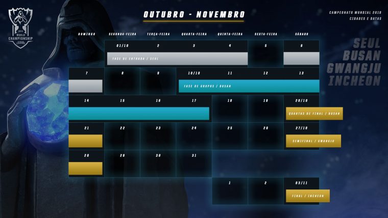 Calendário do Mundial de League of Legends 2018
