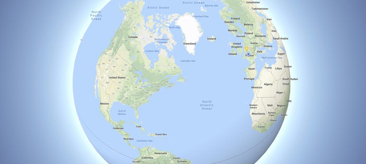 Google Maps agora mostra o globo terrestre no lugar de um mapa planificado