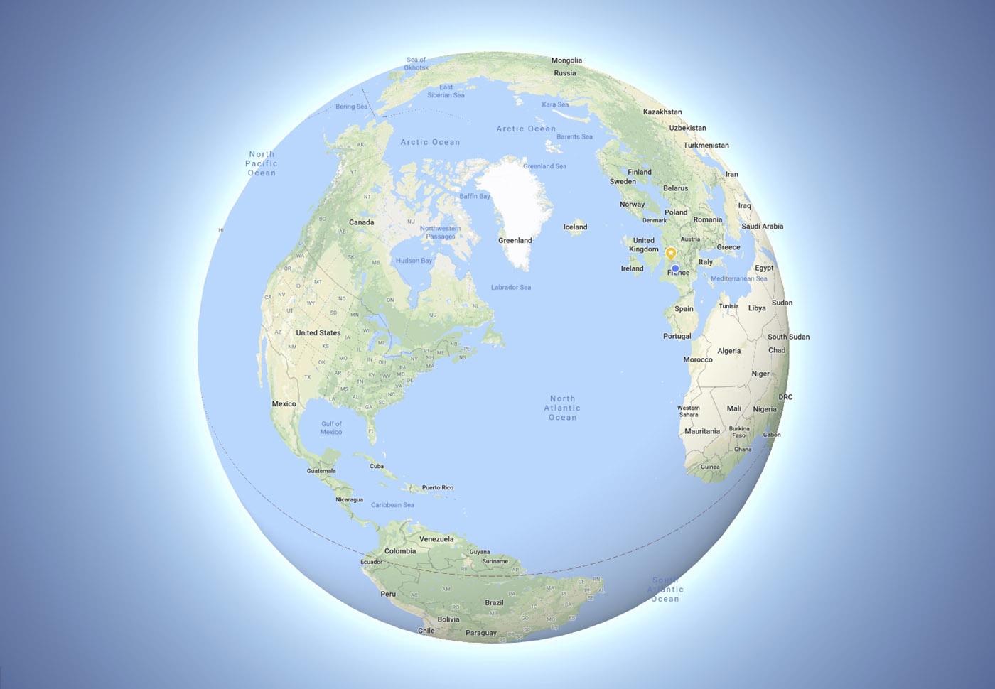 Google Maps agora mostra o globo terrestre no lugar de um mapa planificado