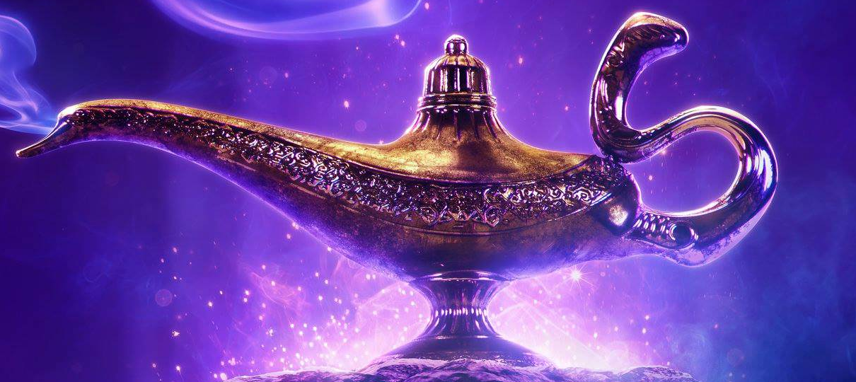 Gênio está saindo da lâmpada em primeiro cartaz de Aladdin