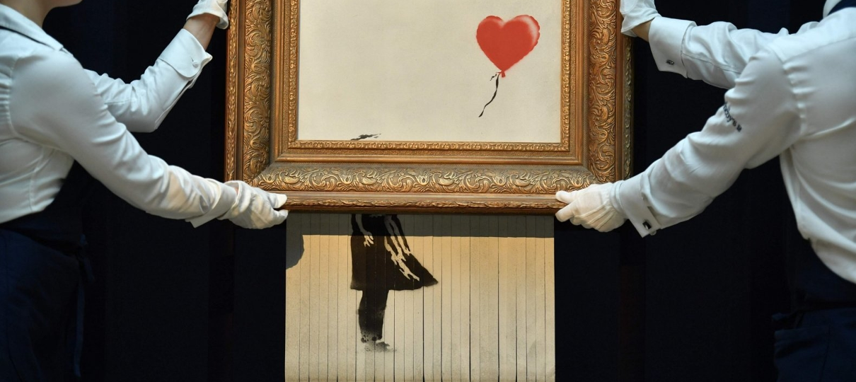 Banksy divulga documentário mostrando como foi feita a pintura que se auto destrói