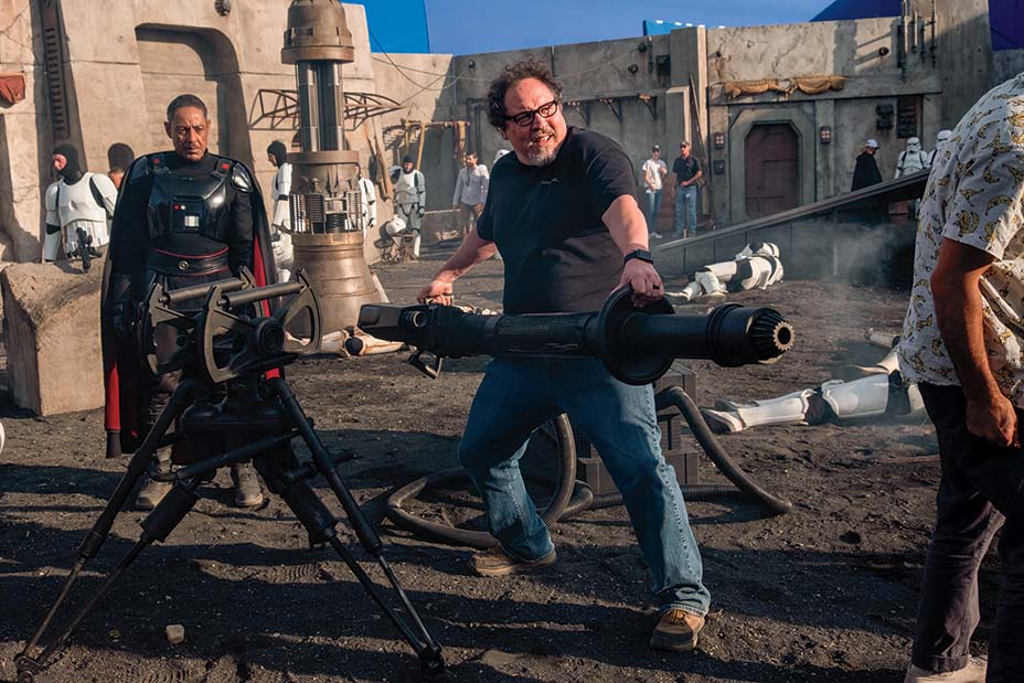 Giancarlo Esposito and Jon Favreau on the set of THE MANDALORIAN