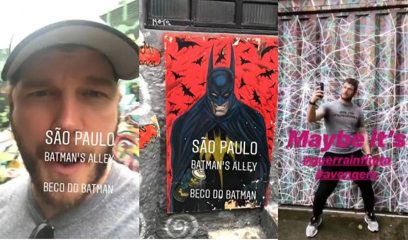 Chris Pratt no Beco do Batman — ponto turístico de São Paulo que ganhou o nome por conta de um grafitti do herói