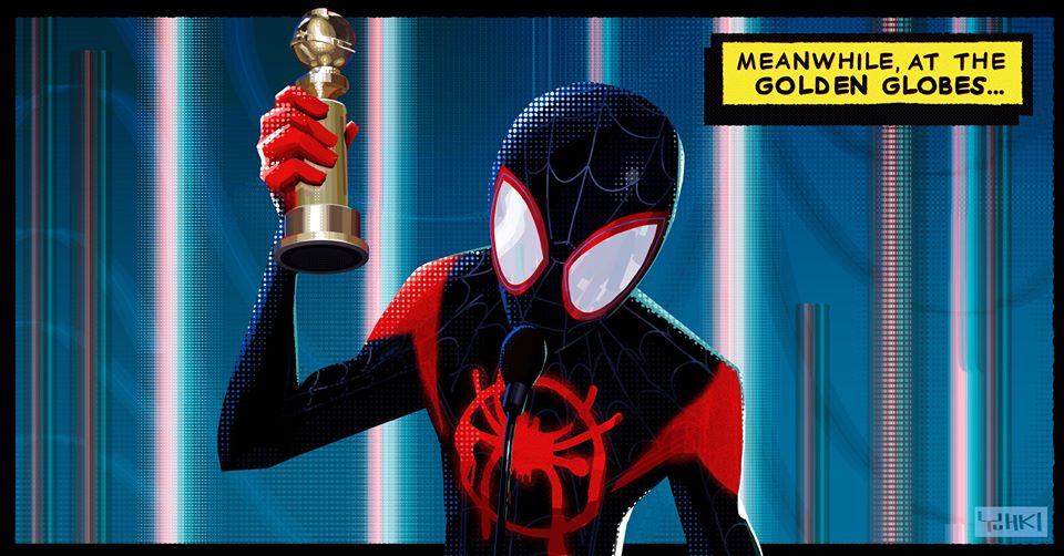 Arte de Aranhaverso feita por Yuhki Demers, artista da Sony Pictures Animation