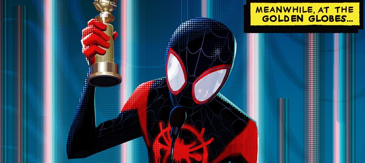 Miles Morales recebe o Globo de Ouro em arte feita para comemorar vitória de Aranhaverso