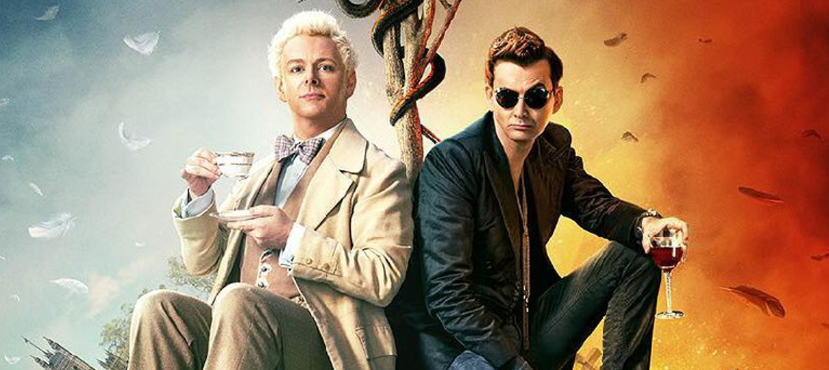 Mundo está dividido entre céu e inferno no pôster de Good Omens