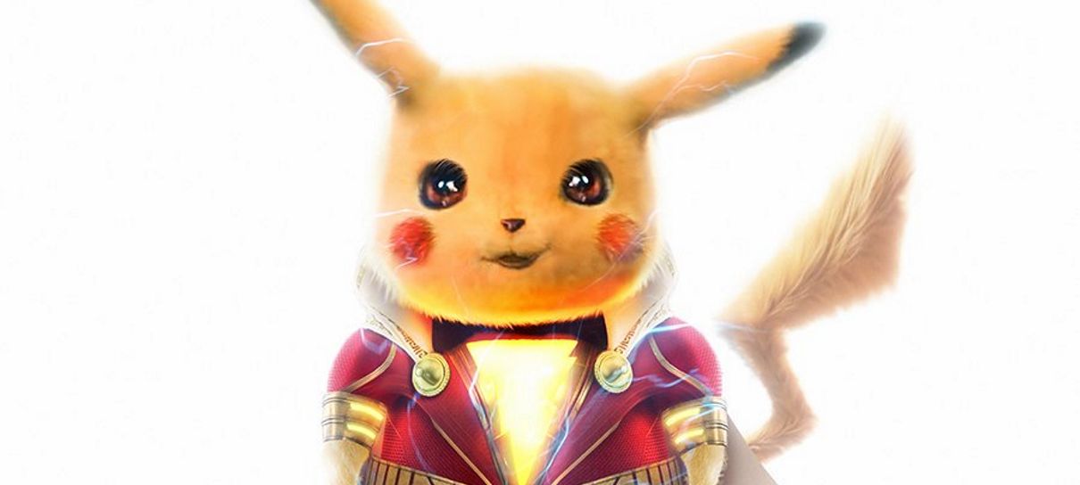 Pikachu vira Shazam! em arte feita pelo Bosslogic