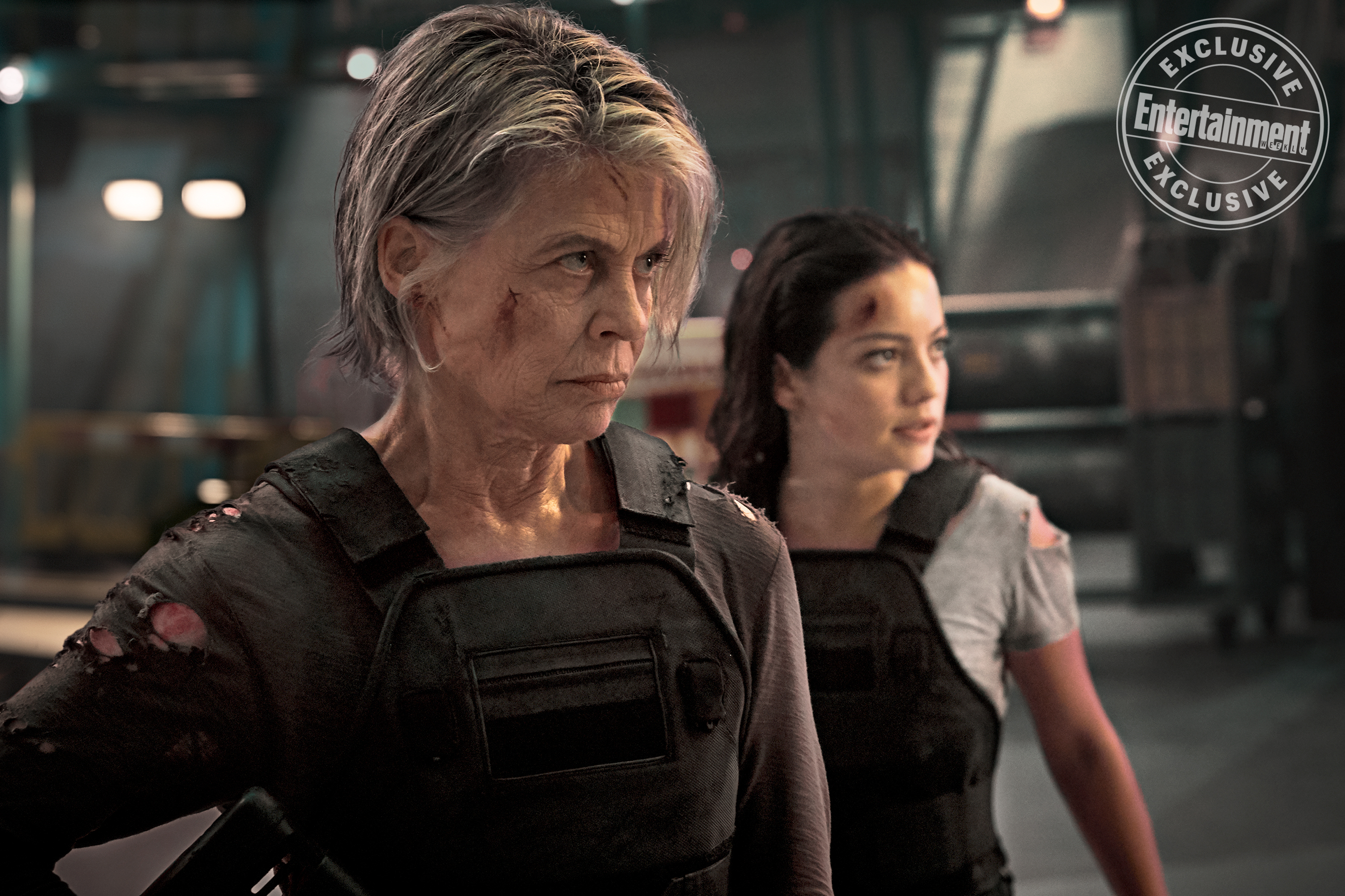 Linda Hamilton, left, and Natalia Reyes star in Skydance Productions and Paramount Pictures' "TERMINATOR: DARK FATE."