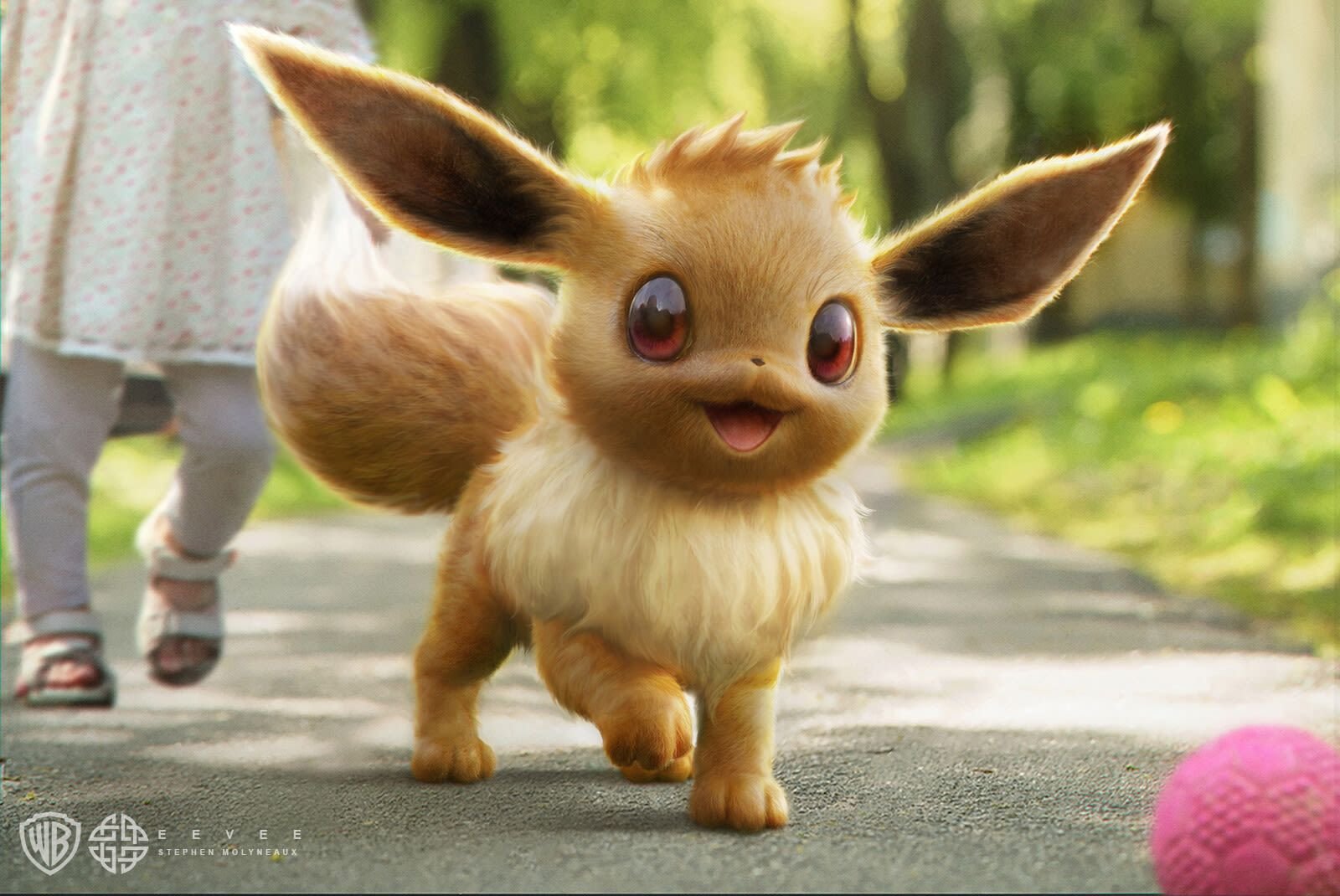 Cachorrinho realista inspirado em pokémon fofos e fofos com iluminação  cinematográfica