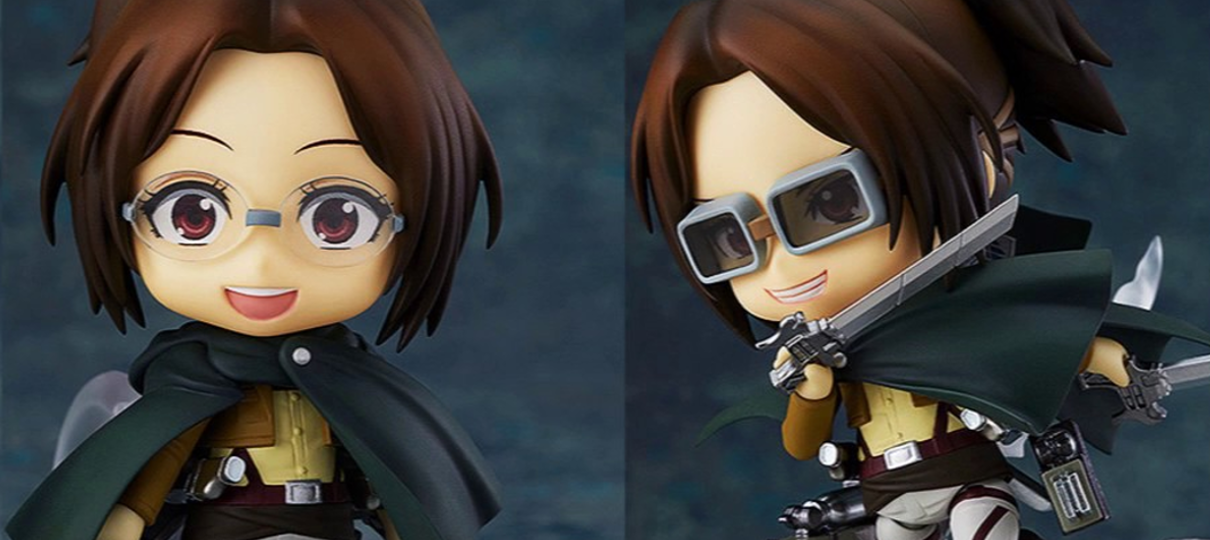 Hange, de Attack on Titan, está pronta para derrotar Titãs nesse Nendoroid