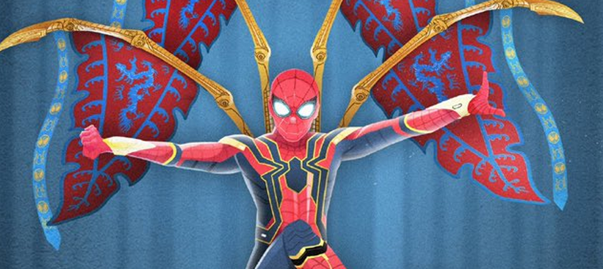 Homem-Aranha: Longe de Casa | Aranha de Ferro estrela pôster chinês