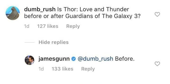 James Gunn responde sobre cronologia do novo Thor e de Guardiões da Galáxia  3 - NerdBunker